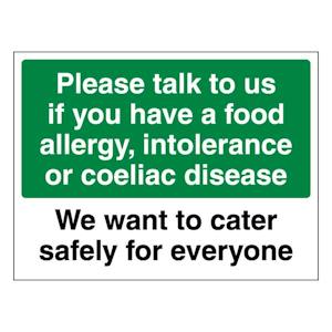 Please Talk To Us If You Have A Food Allergy, We Want To Cater Safely For Everyone. - Landscape