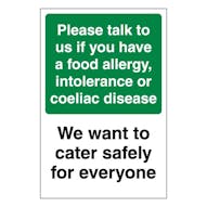 Please Talk To Us If You Have A Food Allergy, Intolerance Or Coeliac Disease - Portrait