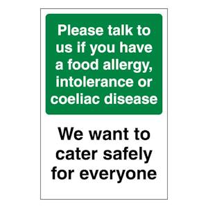 Please Talk To Us If You Have A Food Allergy, We Want To Cater Safely For Everyone. - Portrait
