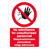 English/Polish - No Admittance For Unauthorised Personnel