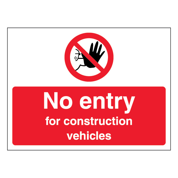 No Entry For Construction Vehicles - Landscape | SafetySigns4Less