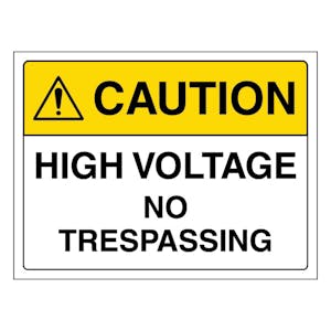 Caution High Voltage No Trespassing - Landscape