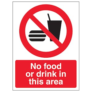 No Food Or Drink In This Area - Window Sticker