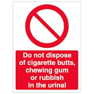 Do Not Dispose Of Rubbish In Urinal