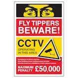Fly Tippers Beware! CCTV Operating In This Area / Fly Tipping Is An Offence