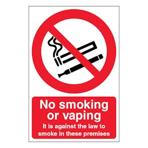 No Smoking Or Vaping It Is Against The Law To Smoke In These Premises - Portrait