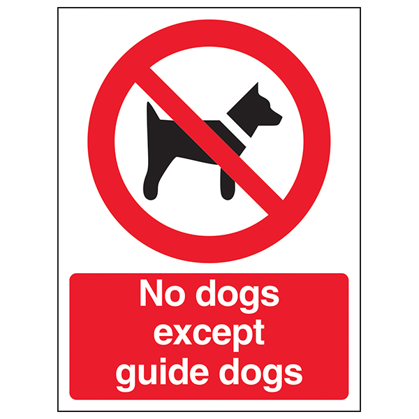 No dogs except assistance dogs sign 