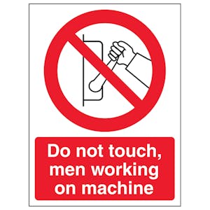 Do Not Touch Men Working On Machine - Portrait - Magnetic