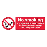 It Is Against The Law To Smoke In These Premises Except In A Designated Room - Landscape
