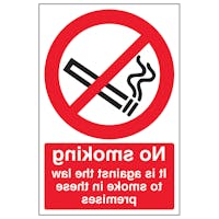 It Is Against The Law To Smoke In These Premises - Window Sticker 