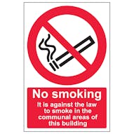 No Smoking In Communal Area - Portrait - Removable Vinyl