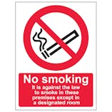 No Smoking Except In Designated Room - Portrait