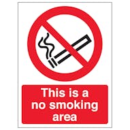 This Is A No Smoking Area - Window Sticker