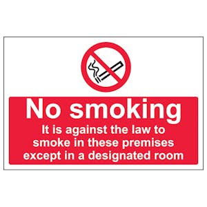 No Smoking In These Premises Except In A Designated Room