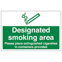 Designated Smoking Area Please Place Extinguished Cigarettes In
