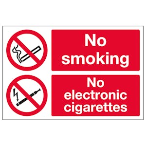 No Smoking No Electronic Cigarettes - Super-Tough Rigid Plastic