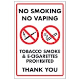 No Smoking No Vaping Tobacco Smoke & E-Cigarettes Prohib...