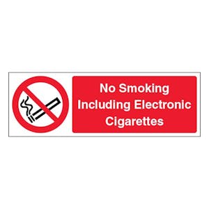 No Smoking Including Electronic Cigarettes - Landscape