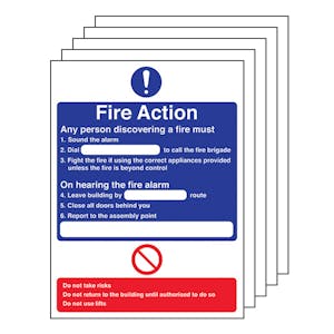 5-Pack Fire Action - Any Person Discovering A Fire