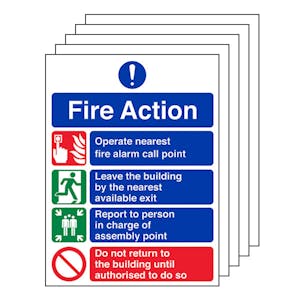 5-Pack 4 Point Fire Action Notice