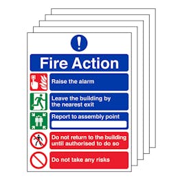 5-Pack 5 Point Fire Action Notice/Do Not Take Risks