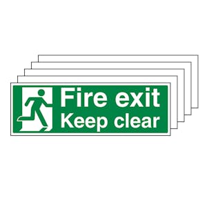 5-Pack GITD Fire Exit Keep Clear With Man