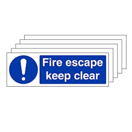 5-Pack Fire Escape Keep Clear - Landscape