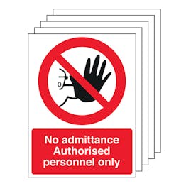 5-Pack Authorised Personnel Only - Portrait