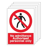 5-Pack No Admittance - Authorised Personnel Only