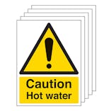 5-Pack Caution Hot Water - Portrait