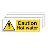 5-Pack Caution Hot Water - Landscape