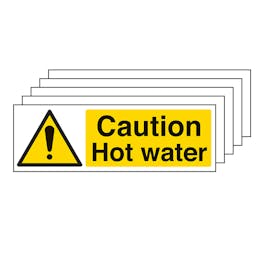 5-Pack Caution Hot Water - Landscape