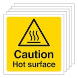 5-Pack Caution Hot Surface - Square