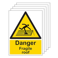 5-Pack Danger Fragile Roof - Portrait