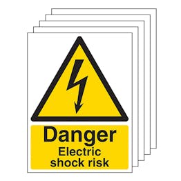 5-Pack Danger Electric Shock Risk - Portrait