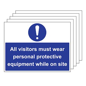 5PK - All Visitors Must Wear PPE - Large Landscape
