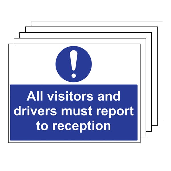 5pk All Visitors Drivers Report To Reception Safety Signs 4 Less