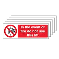 5PK - In The Event Of Fire Do Not Use This Lift - Landscape