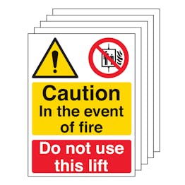 5PK - Caution In The Event Of Fire Do Not Use This Lift - Portrait