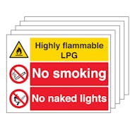 5PK - Highly Flammable LPG/No Smoking/Naked Lights