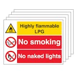 5PK - Highly Flammable LPG/No Smoking/Naked Lights