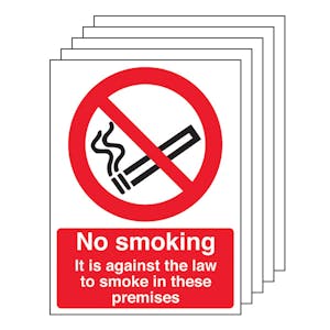 5-Pack No Smoking Signs