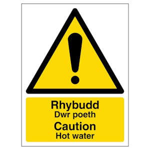 Welsh/English - Caution Hot Water