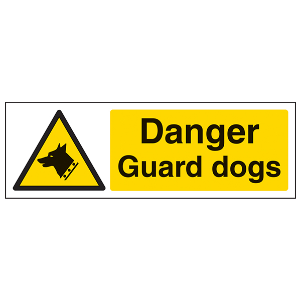 300 x 200mm Safety Signs DANGER Guard dogs Warning Sign 