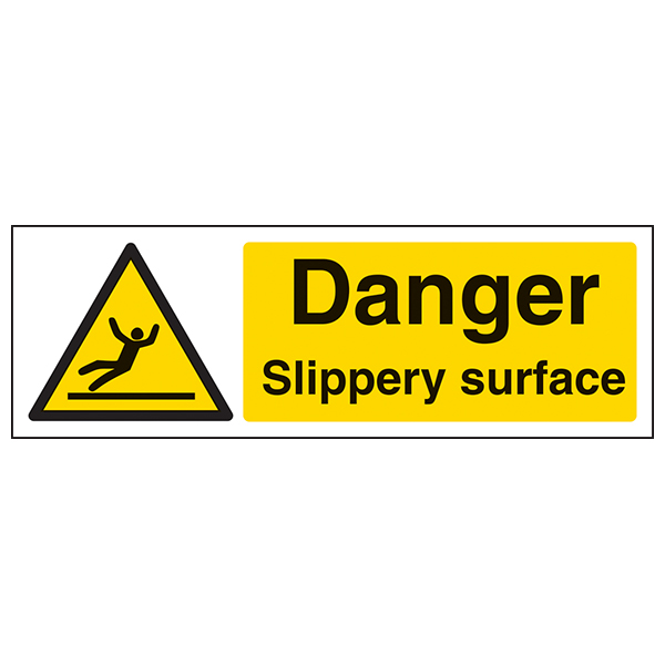 Danger Slippery Surface Self-Adhesive Sticker 200mm x 150mm Hazard Wet Floor 