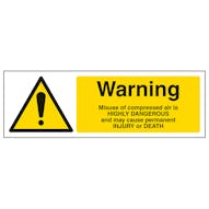 Warning Compressed Air Danger Of Death - Landscape