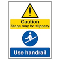 Caution Steps May Be Slippery / Use Handrail