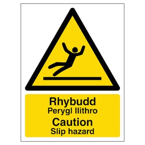 Welsh/English - Caution Slip Hazard