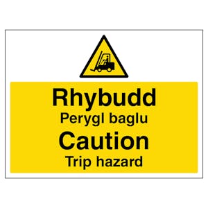 Welsh/English - Caution Trip Hazard - Landscape