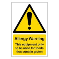 This Equipment Only To Be Used For Foods That Contain Gluten